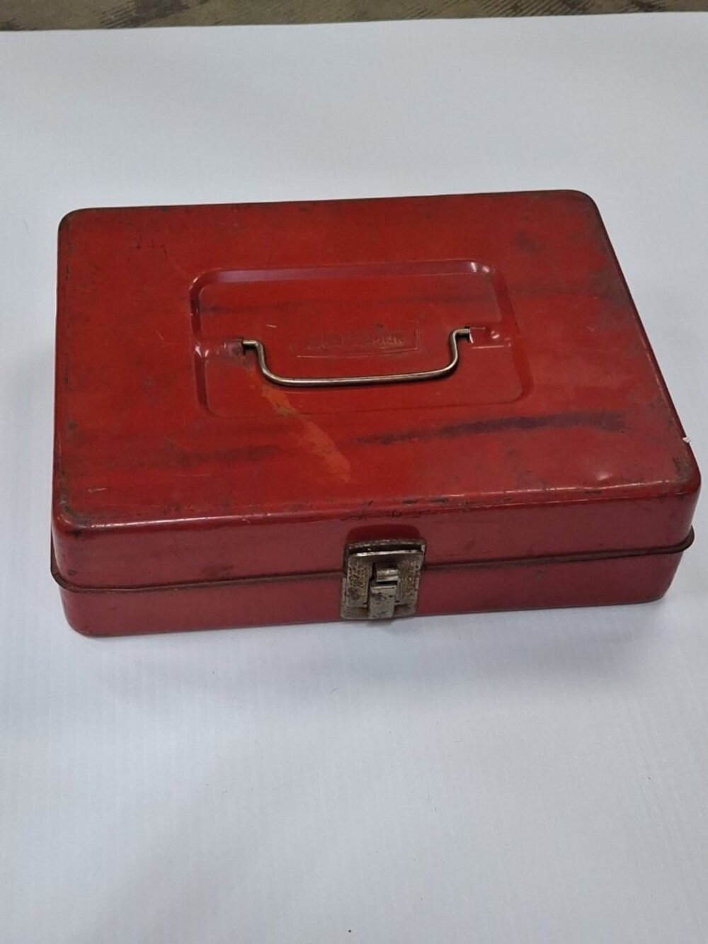 Vintage 60s Crown Craftsman Logo Steel Red Toolbox- 11" x9"